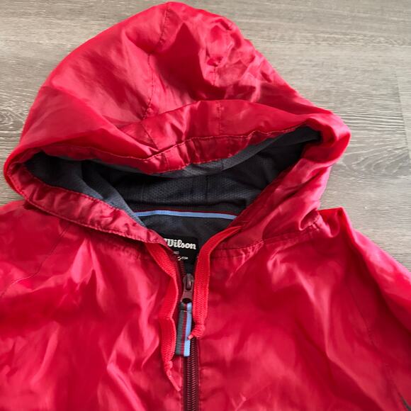 Wilson Windbreaker Jacket Rain Sport Athletic Red Gray Size Large (14/16) - Picture 3 of 5